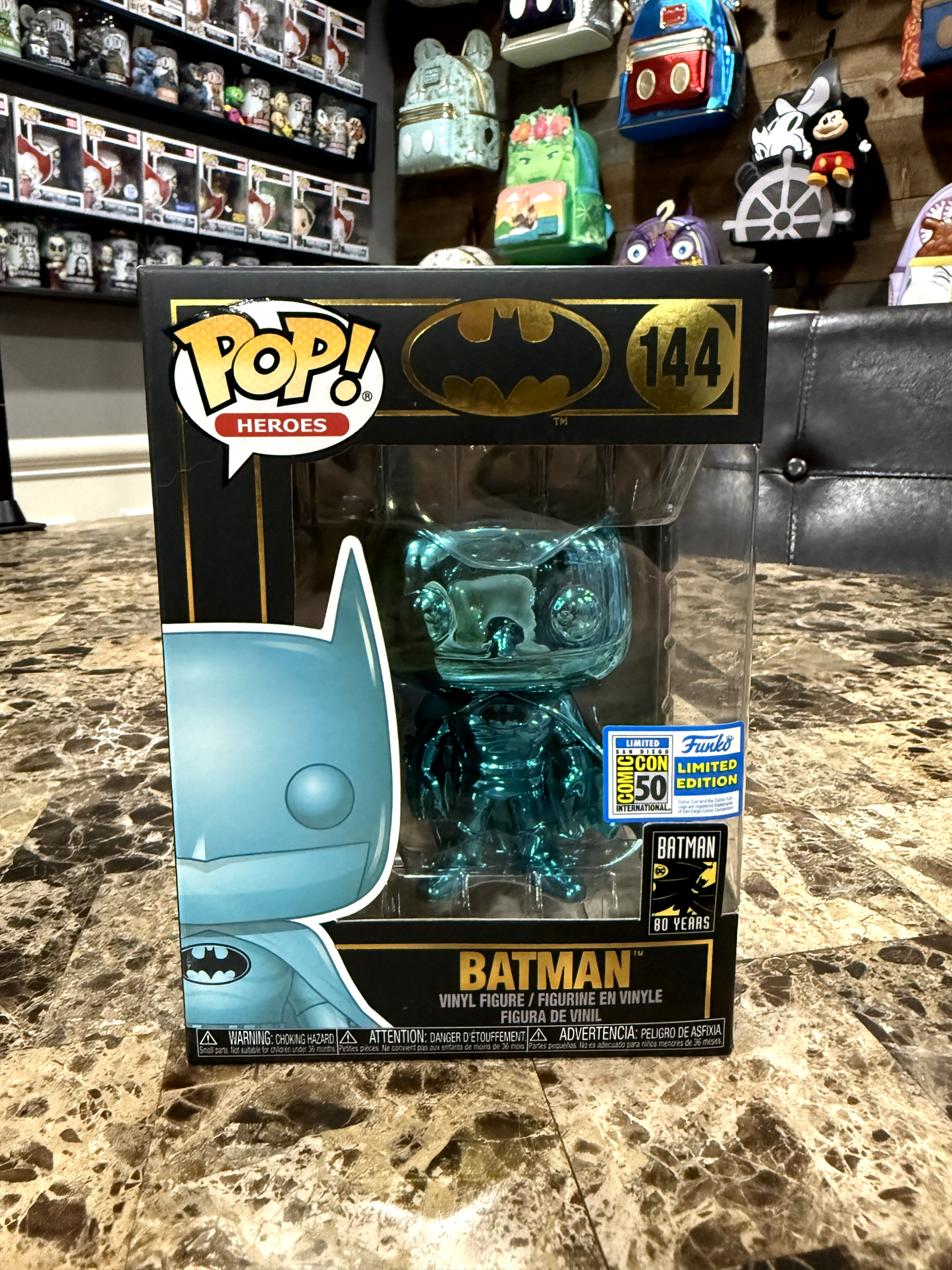 Batman (Blue Chrome, Comic-Con International Limited Edition) #144 Batman 80 Years - Funko Pop!